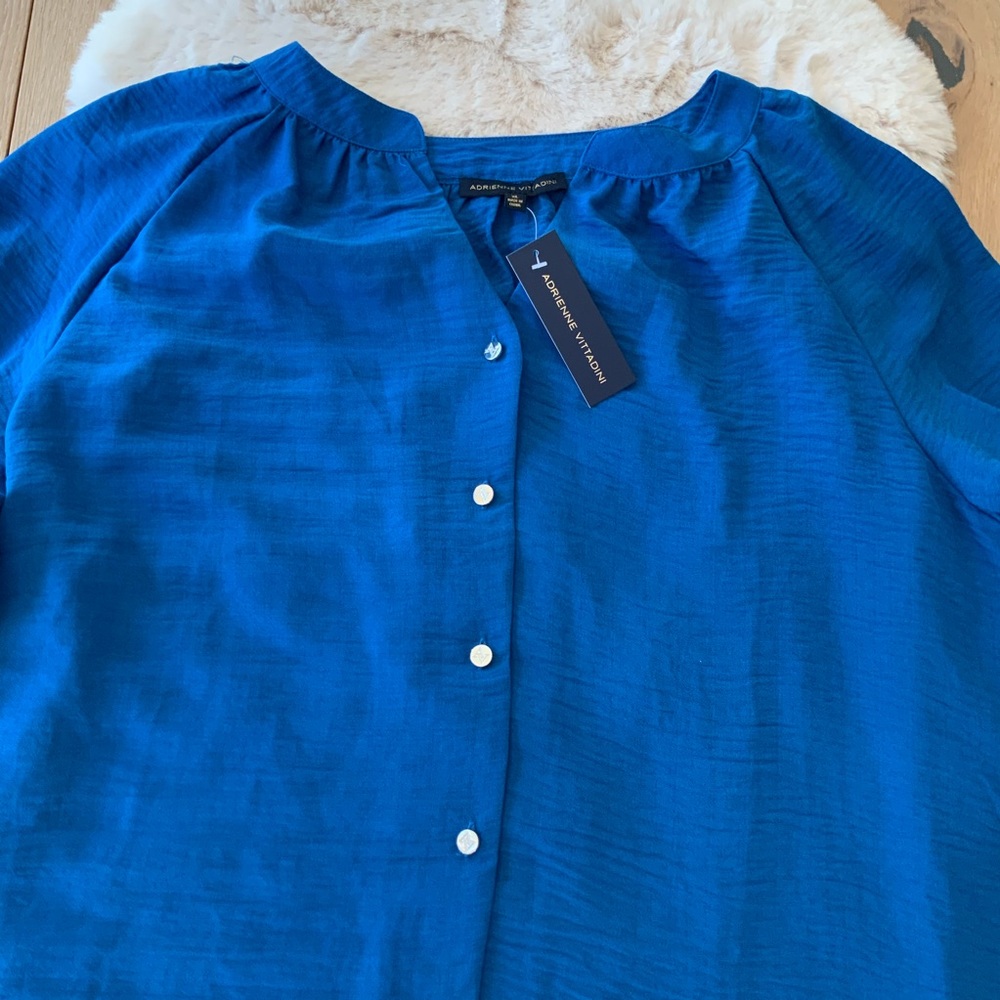 Adrienne Vittadini Blue Button up Top Size XL - Picture 2 of 3